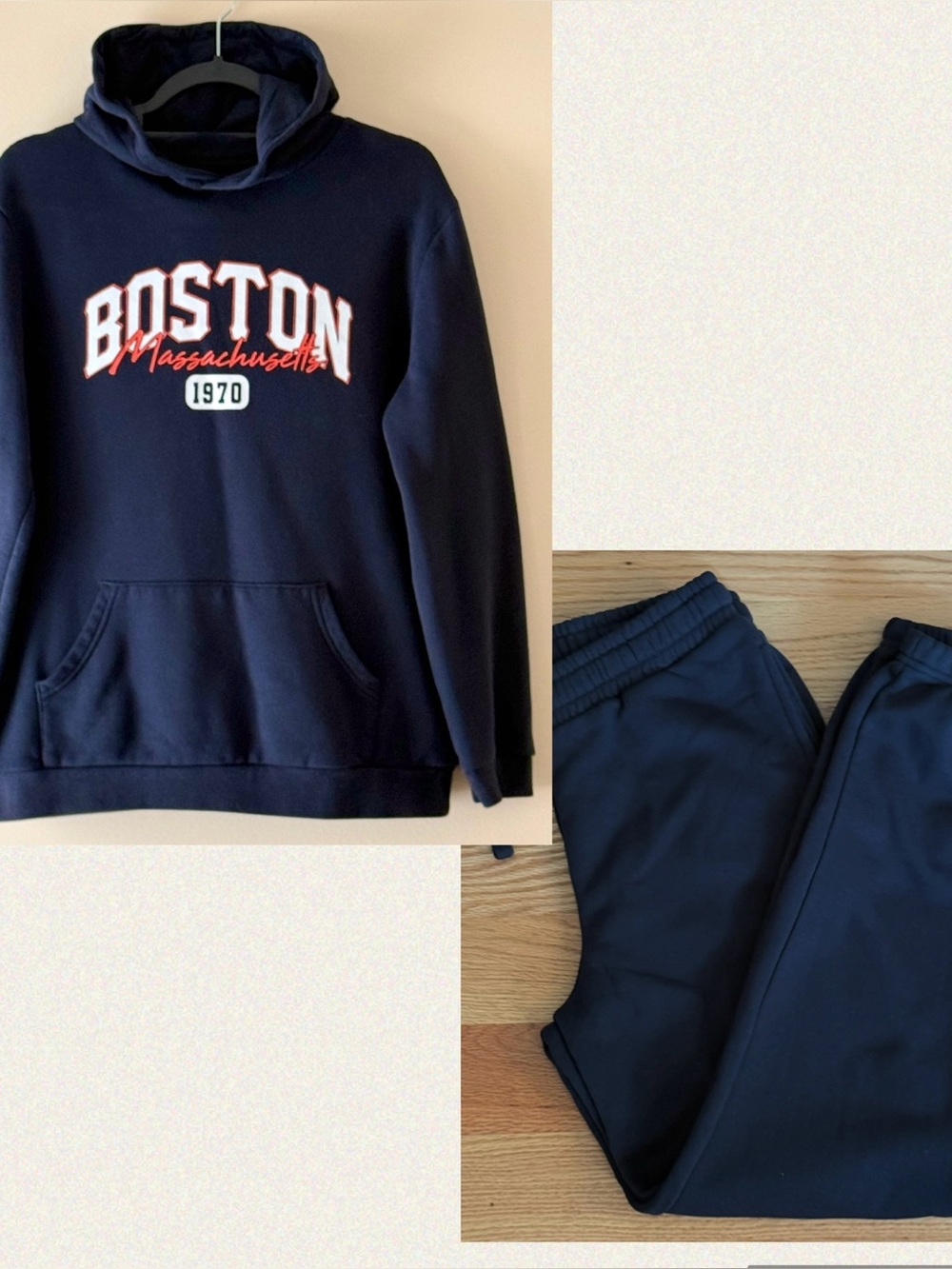 Primark Boys Boston Massachusetts Hoodie Sweatshirt and Sweatpants, Size 13-14y